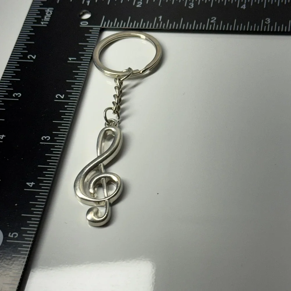 Silver Tone‎ Treble Clef Music Note Keychain Key Ring Holder Accessory